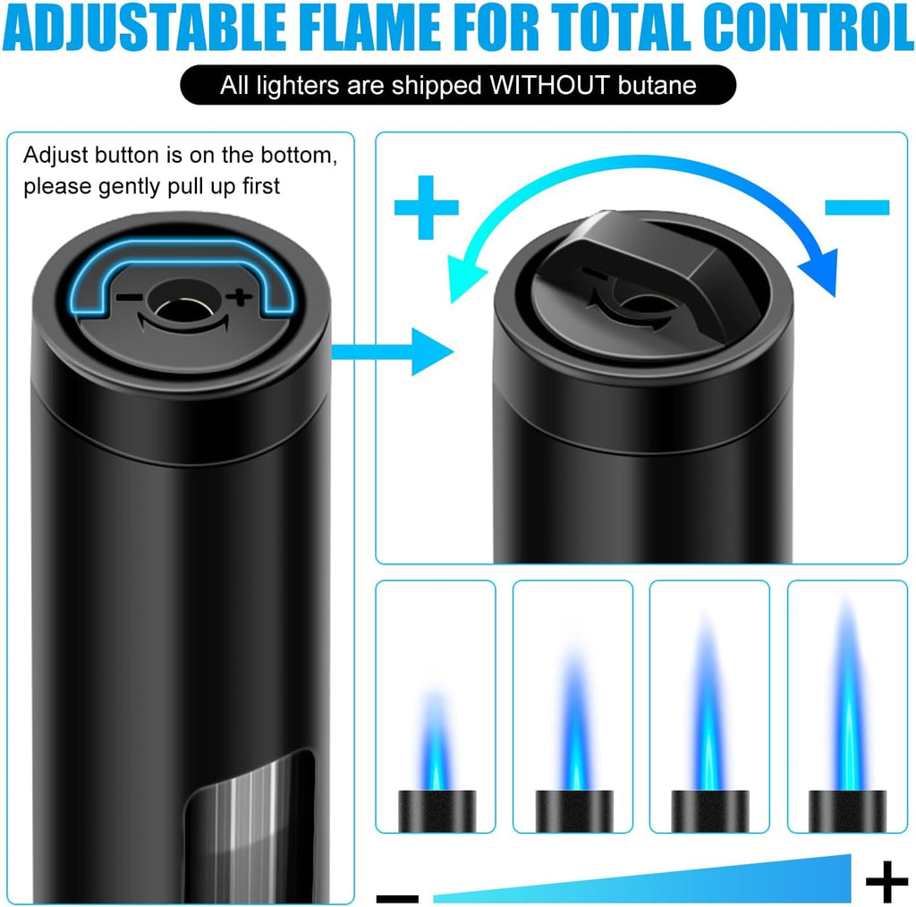 LcFun Torch Lighter Refillable Butane Lighters with Flexible Long Neck and Visible Fuel Window, Windproof Jet Flame Long Matches for Candles Grill Fireplace Kitchen Camping (Butane Not Included)