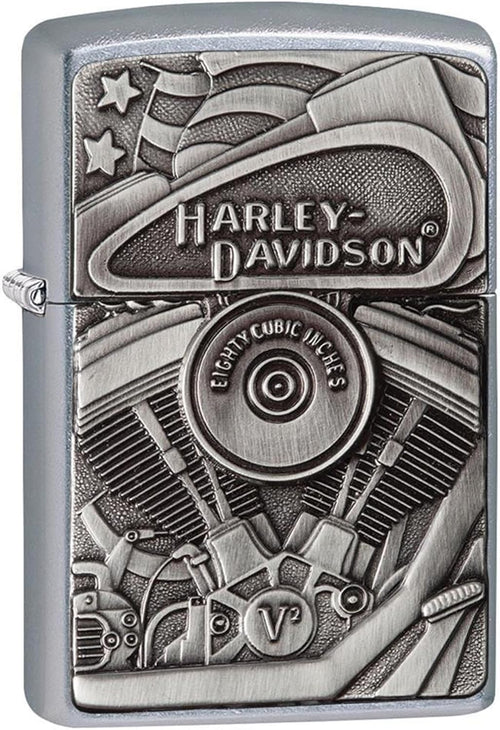 Personalized Zippo Harleey-Daviddson Windproof Oil Lighter Engraving - Christmas, Halloween & Valentines Day Gift (Silver Eng)